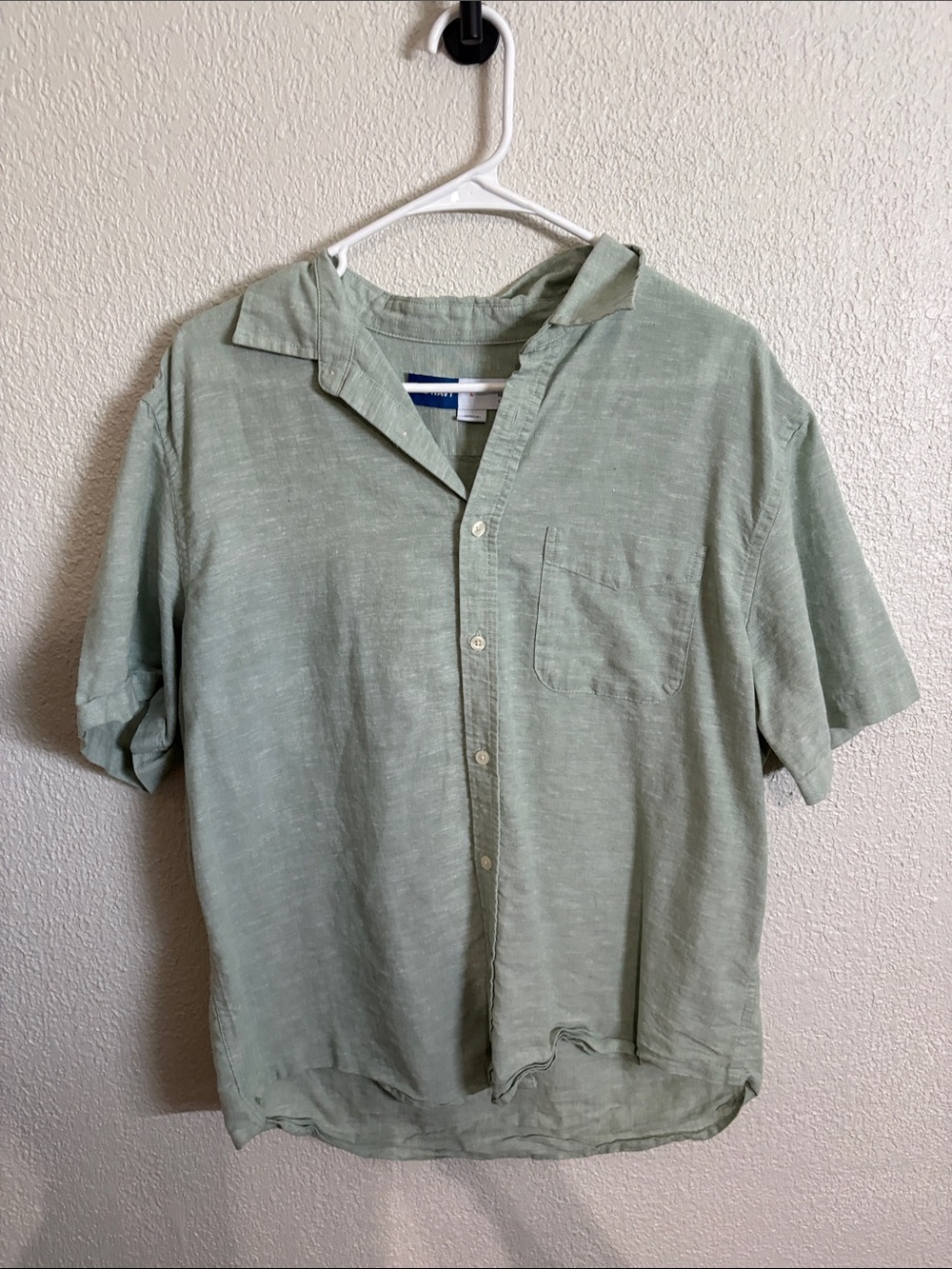 Old Navy Sage Green Short-Sleeve Button-Up Shirt Sz Lg